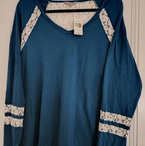 Lovesick Top Size 1 Blue with White Lace